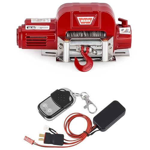 AMK RC Winch, 1/10 Metal Winch Kit with Controller, RC Crawler Accessory for TRX4 TRX6 Axial SCX10 D90 CC01 TF2 Wrangler 90046 90047 D110 (Red) - color: Red