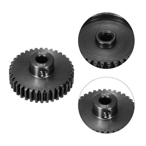 32P Steel Pinion Gear Set 36T for 5mm Shaft Hardened Steel Pinion Gear with Shaft Coupler Connector for RC Motor - style: 36T