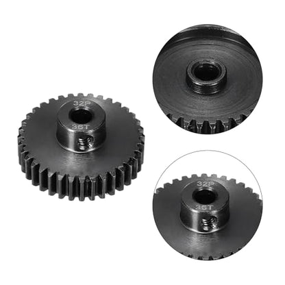 32P Steel Pinion Gear Set 36T for 5mm Shaft Hardened Steel Pinion Gear with Shaft Coupler Connector for RC Motor - style: 36T