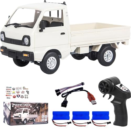 WPL D12 RC Truck 1/10 RC Drift Pickup Truck with 3 Batteries | 2.4G full scale off-road crawler, equipped with three upgraded 1200mAh batteries - color: Wpl D12