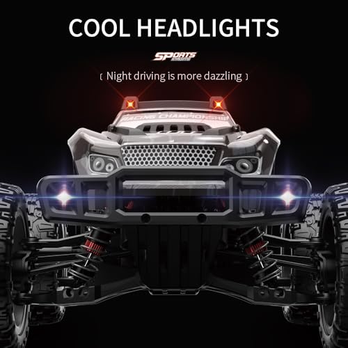 1/10 Remote Controlled Car for Adults, 50 km/h High Speed 4WD Offroad RC Truck, Waterproof RC Buggy All Terrain, 3 Batteries (Grey) - color: Kf10,3 Batties,gery