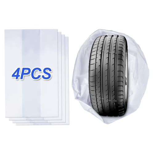 Tire Storage Bags 39.4"x39.4" – White Plastic Tire Bags,Pack of 4, Used for Tire Storage & Transport Protects Against Dust, Dirt & Moisture and Protecting Winter and Summer Tires Between Seasons