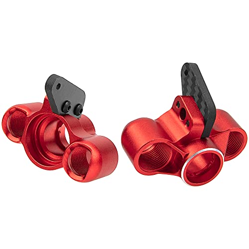 ShareGoo Aluminum Front Steering Knuckle Steering Blocks Caster Blocks w/Pivot Ball Compatible with Arrma 1/8 V5 Kraton Outcast Notorious 6S BLX Upgrades Parts (Red) - color: Red