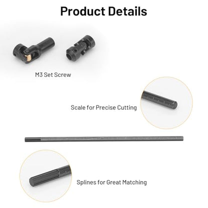daitoku Driveshaft Universal Joint Drive Shaft 68-229mm Free to Cut Length for SCX10 I II III TRX4 Capra 1/10 LCG DIY RC Upgrade Parts - Black - color: Black