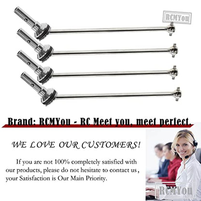 RC Drive Shaft CVD Upgrades Part for 1/8 Sledge 4WD #95076-4, 4pcs Front Rear Harden Steel #45 Hops Up for 1/8 4WD Sledge Monster Truck 95076-4,Silver - color: Silver