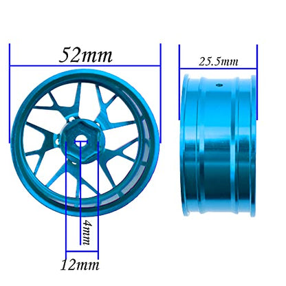 4Pack Metal Wheel Rims 12mm Hex Hub 26mm Width Compatible with Traxxas Tamiya TT01 RedCat Sakura D4 XIS HSP HPI 1/10 On-Road Racing Touring Drift Car (Blue) - color: Blue