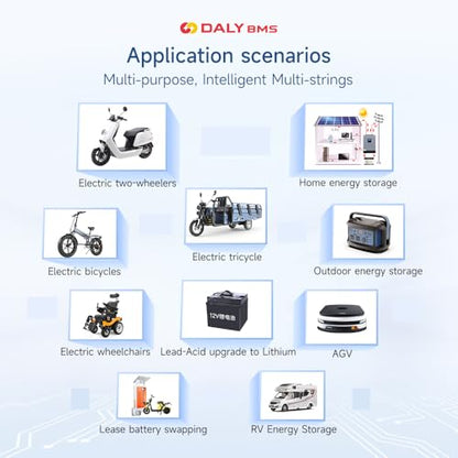 DALY Smart BMS 24V-60V 40A Built-in 1A Active Balancer | Bluetooth App Monitoring. 8S-17S LiFePO4 Li-ion LTO Support. Designed for E-Bikes, Golf Carts, RVs, Solar Systems - style: 40A 8-17S BT