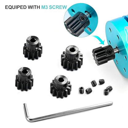 6-Pack 32P Pinion Gears 11T 12T 13T 14T 15T 16T, Hardened Steel, 3.175mm Bore, for 1/10 Traxxas Arrma Axial HSP HPI Tamiya Losi RC Car