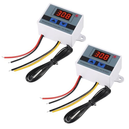 UMLIFE 2PCS XH-W3001 Digital LED Temperature Controller Module Digital Thermostat Switch with Waterproof Probe Programmable Heating Cooling Electronic Thermostat Range from -50℃ to 110℃ (12V 10A 120W) - style: 2PCS 12V