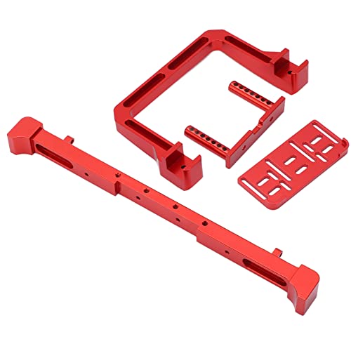 1/10 Scale RC Car Front Bumper Aluminum Alloy Anti Collision Bar with Winch Mount for SCX10 90046 90047 103007 RC Crawler Accessories (Red)