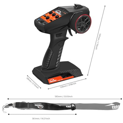 RC Radio System 4CH 2.4G RC Transmitter with Receiver and Lanyard Anti-Jamming Remote Controller for 1/10 1/12 1/14 1/16 1/18 1/24 RC Car Crawler Boat - color: Black & Orange