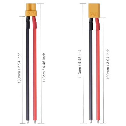 5 Pairs XT30 Connector Plug Cable, XT30 Pigtail, Male and Female Plug Cable, XT30 Connector Adapter with 10cm 16AWG Silicone Wire for RC Lipo Battery FPV Racing Drone Car Boat - size: XT30-10cm 16AWG