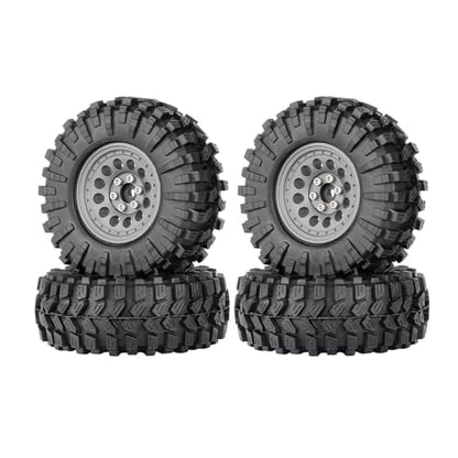 1.3” All-Terrain Tire and Wheel Set, Metal Beadlock 5mm & 7mm Hex Wheels for SCX24 TRX4M 1/12 1/14 1/18 1/24 RC Crawler Car (A, Gray) - color: A, Gray