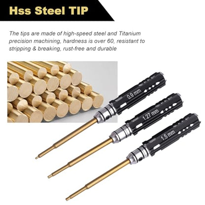Hobbypark Mini RC Allen Wrench Set 0.9mm 1.27mm 1.5mm Hex Driver Screwdrivers & Wheel Nut Wrench for Axial SCX24 1/24 RC Crawler Car Tools