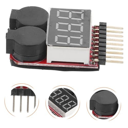 jojofuny 2pcs Lipo Battery Voltage Checker Low Voltage Alarm Compact Rc Battery Tester Monitor
