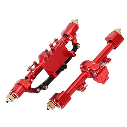 RiToEasysports RC Car Portal Axle Set, Aluminum Alloy Front Rear Axle Assembly with Steel Gears, Heavy Duty RC Crawler Upgrade Parts for 1/24 Axial SCX24 Off-Road Vehicles - color: Red