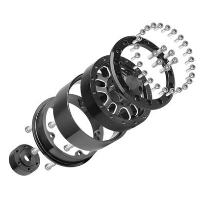HobbyPark 1.9 Beadlock Wheels for TRX4 Axial SCX10 II III RR10 Wraith Redcat Gen 8 Gen 7 RC4WD 1/10 Scale RC Crawler Car (Black Ring) - color: Black Ring