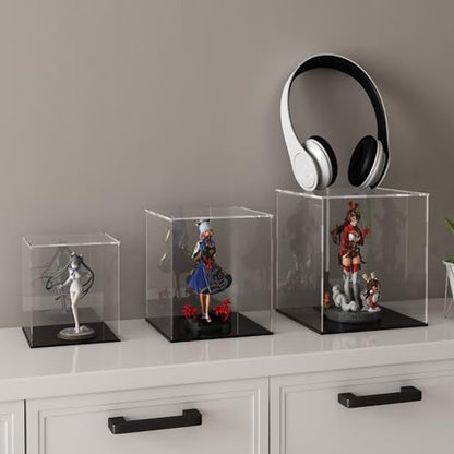 Acrylic Display Case for Collectibles and Toys, Versatile Clear Acrylic Display Box with Black Base for Action Figures and Trophy, 9x9x13-inch - size: 9"L x 9"W x 13"H