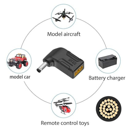 chenyang XT60 to DC Adapter,DC 5.5x2.1mm Male to XT60 Male 90 Degree Right Angled Bidirectional Charging Conversion Adapter for Aircraft Model/Car Model/Remote Control Toy/Battery Charger - style: DC Male to XT60 Male Right Angled