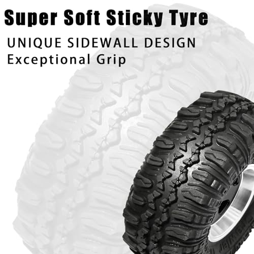 1.0 Beadlock Wheel Soft Tire Set RC Upgrade Part for Traxxas 1/18 TRX4M 1/24 RC Crawlers car Axial SCX24 FMS FCX24 Gladiator Bronco C10 JLU Deadbolt B17 Upgrade.(4Pcs/Set) - color: Black