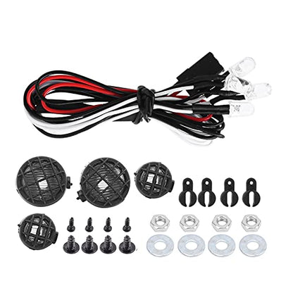 Metal ROOF Rack Luggage Carrier LED Light MN 1/12 RC Crawler Durable Practical RED Black Silver Applicable Remote Control CAR (Silver) - color: Silver