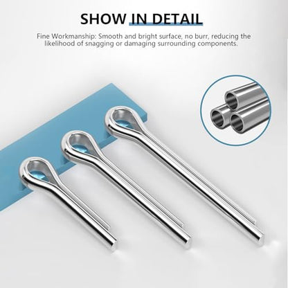 11 Values Cotter Pin Kit 304 Stainless Steel Small Cotter Pins Large Split Pins Hardware Pins Set for Automotive Machinery Repairs DIY Crafts (Pack of 135Pcs) - size: Straight Cotter Pin
