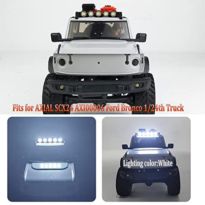 1/24th RC Car Headlights LED Round Roof Rack Lights Lamp White Upgrades for Axial SCX24 AXI00006 Bronco RC Crawler Truck Car Accessories Parts