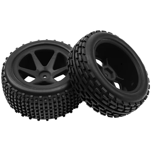 4Pcs HIRCQOO OD 88mm/3.46" Front Rear Rubber Tire Tyre & Plastic Wheel Rims 12mm Hex Compatible with Redcat Shockwave HPI HSP ExceedRC Kyosho 1/10 Scale Off Road Buggy (Black) - color: Black