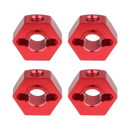 Hobbypark 12mm Wheel Hex Hubs 5mm Axle Hole Drive Adapter & M4 Lock Nuts for 1/12 1/10 RC Car Truck Buggy On Road RC Touring Racing Compatible with Traxxas Tamiya Redcat Axial Upgrades Parts (Red) - color: Red