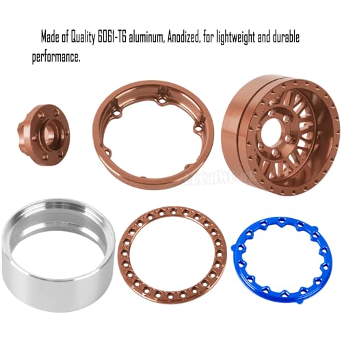 RC 1.9 Wheel Rims for 1/10 SCX10 SCX10 II 90046 SCX10 III AXI03007 SCX10 Pro TRX4 TRX6 Gen7/8 D90 VS4-10 MST CFX RC Crawler Car,4pcs Aluminum 1.9 Wheel Rims,Brown - color: Brown - (Rims)