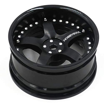 2pcs RC 1/10 Aluminum Alloy Wheel Rims Hex 12mm Adjustable Offset Black Color Fit 1:10 RC On Road Drift Touring Car Tires - color: Black