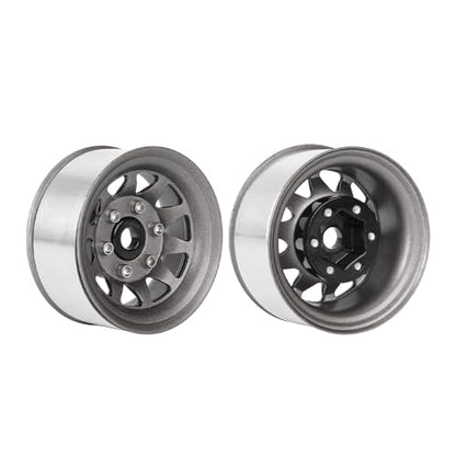 4PCS 1.55 Inch Aluminum Alloy Metal 10Holes Beadlock Wheel Rim Hubs Replacement Accessory for Tamiya AX90069 D90 TF2 CC01 CC02 1/10 RC Crawler Car Upgrade Parts(A-Grey) - color: A-grey