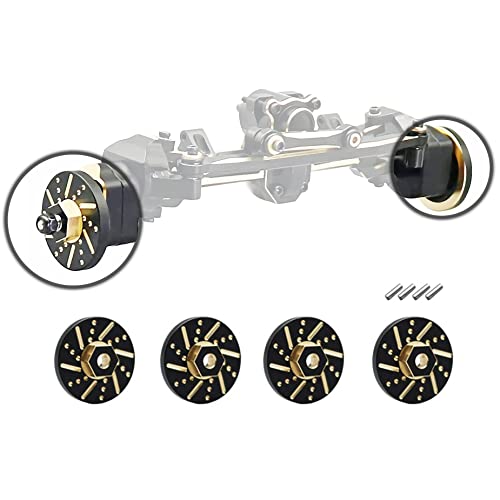 AMK 2pcs SCX24 Brass Front Axles (SCX24 4Wheel Steer) with 7mm Hex Wheel Hubs Counterweights for 1/24 RC Crawler Axial AX24 FCX24 SCX24 Upgrades