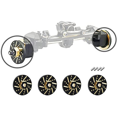 AMK 2pcs SCX24 Brass Front Axles (SCX24 4Wheel Steer) with 7mm Hex Wheel Hubs Counterweights for 1/24 RC Crawler Axial AX24 FCX24 SCX24 Upgrades