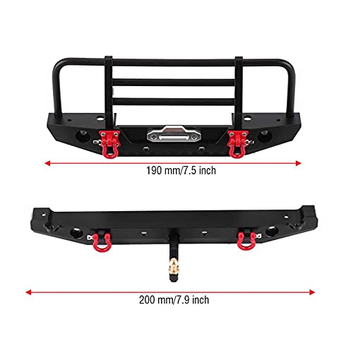Metal Front Rear Bumper with LED Lights, for SCX10II 90046 1/10 RC Crawler Car