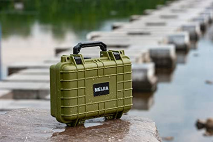 MEIJIA Portable All Weather Waterproof Protective Hard Case, Small Camera Case,Dry Case with Customizable Foam,Fit Use of Drones, Camera,Equipments, 11.65 ”x8.35”x3.78” - color: Green