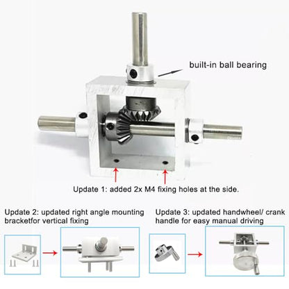 1:1 Right Angle Bevel Gearbox 1 Module 20 Teeth 90° Angle Drive Steering Gear Device Simple Mechanical DIY Module with 6mm Shaft - size: 6mm shaft, style: 1 output shaft