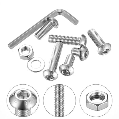 115 Pcs M8 Screws Assortment Kit, Metric Nuts and Bolts Assortment Kit, Hex Socket Button Head Cap Screw Bolts and Nuts Kits, Hex Socket Screw Set, Machine Screws Set, with Spanner(Silver) - size: M8