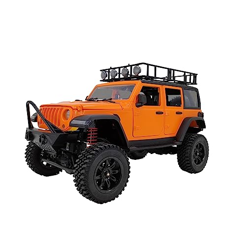 GoolRC 1:12 Scale 4 Wheel Drive Remote Control Car, Off-Road Truck with Lights, 2.4G Remote Control Crawler - color: Orange, size: 2 Battery