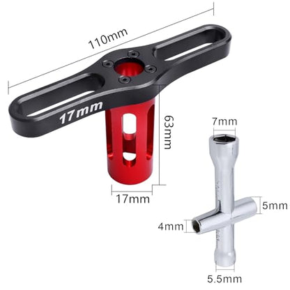 17mm Hex Wheel Nut Wrench & Small Cross Hex Wrench Tool Set for 1/8 1/10 RC Crawler Truck On-road Buggy Motor