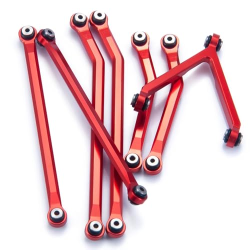 RC Car Toys For Axial For SCX24 90081 For Deadbolt AX00004 1/24 Aluminum High Clearance Chassis Links Set RC Crawler Car Truck Model Parts(Red) - color: Red