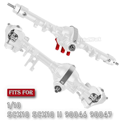 RC Front Rear Axles Upgrades Part for 1/10 SCX10 SCX10 II 90046 90047,Aluminum Alloy Front Rear Axle Hops Up,Silver - color: Silver/Red - (Axles)