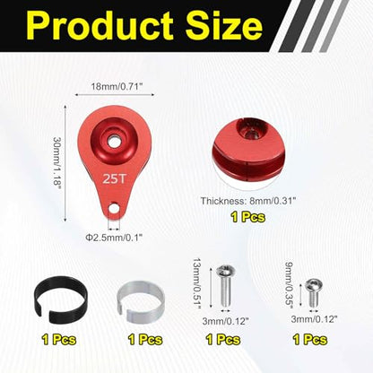 MECCANIXITY 1pcs 25T Servo Horn Arm Adjustable 1 Hole High-Torque Aluminum Alloy Servo Arm for 1/10 RC Model Car Truck Robot Boat Airplane, Red - color: Red