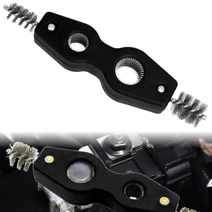 Car Battery Terminal Cleaning Brush,4 in 1 Auto Battery Cleaner (Black) | Anti-Rust Battery Terminals Machine Parts Cleaning Tool with Steel Wire for Plumbing Installation Soldering Brazing - color: Black