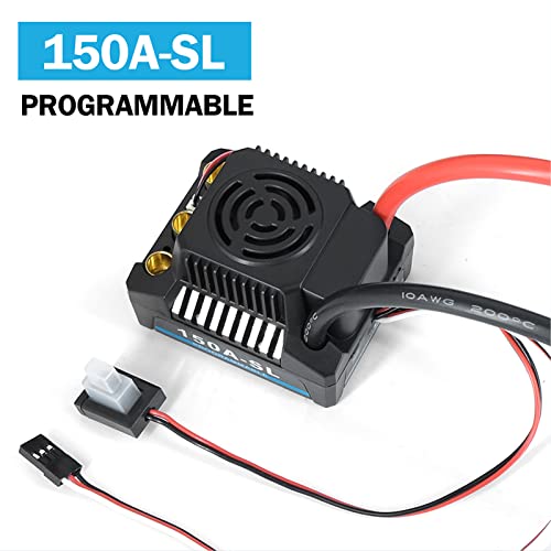 Diydeg 150A Brushless ESC, Electric Speed Controller Compatible with Sensorless Brushless Motors with Multiple Protections, Easy Programming RC ESC for 1/8 RC Car Truck