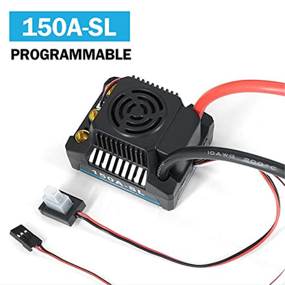 Diydeg 150A Brushless ESC, Electric Speed Controller Compatible with Sensorless Brushless Motors with Multiple Protections, Easy Programming RC ESC for 1/8 RC Car Truck