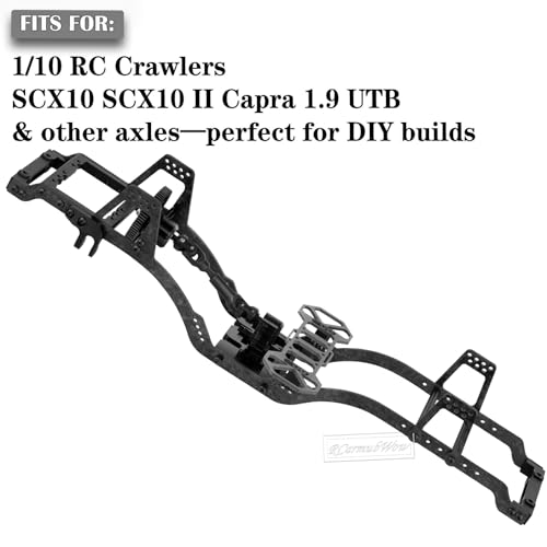 RC Front Mounted Transmission LCG Carbon Fiber Chassis Kit Upgrades Part for 1/10 RC Crawlers SCX10 SCX10 II Capra 1.9 UTB and Other DIY Builds,Carbon Fiber Chassis &Alloy Gearbox,Black - color: Black(1set)