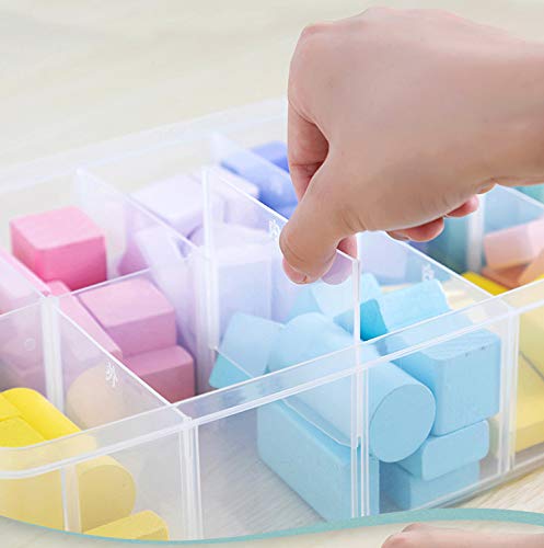 Sooyee 3-Tier Stackable Craft Organizers and Storage Box, Clear | 30 Compartments, Bead Organizer, Plastic Storage Box for Toys, Dolls, Arts and Craft, Washi Tape, Rock Collection, Ribbons - size: 3-Tier
