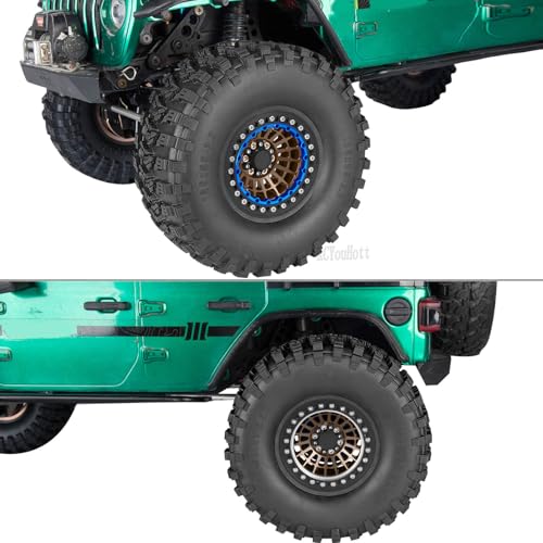 RC Aluminum 2.2" Beadlock Wheel Tires Set for 1/10 RC Crawler Car,TRX6 TRX4 SCX10 II III 90046 D90 Gen8 MST CFX VS4-10,RC Wheels 2.2 Beadlock Wheel Rims,(4PCS) Brown - color: Brown- (Rc Wheels Tires)