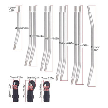RC Car Upgrade Parts for Axial for SCX10 II 90046 1/10 RC Car Upgrade Parts Stainless Steel 10Pcs Links Rod Set with Ball End 313/324mm Wheelbase - size: 313mm